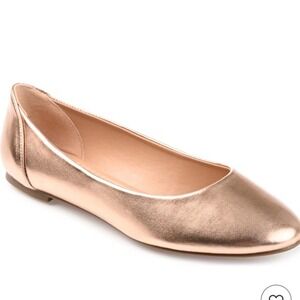 Ollio Rose Gold Metallic Ballet Dress Flats Women's Size 7–7.5